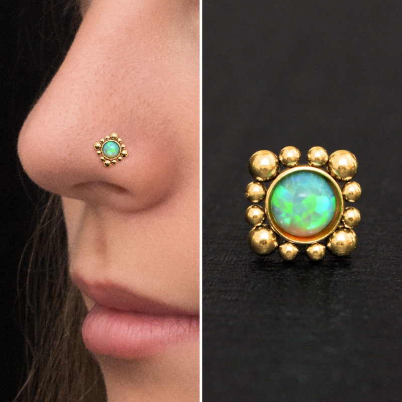 Surgical Steel Nose Screw Stud Opal