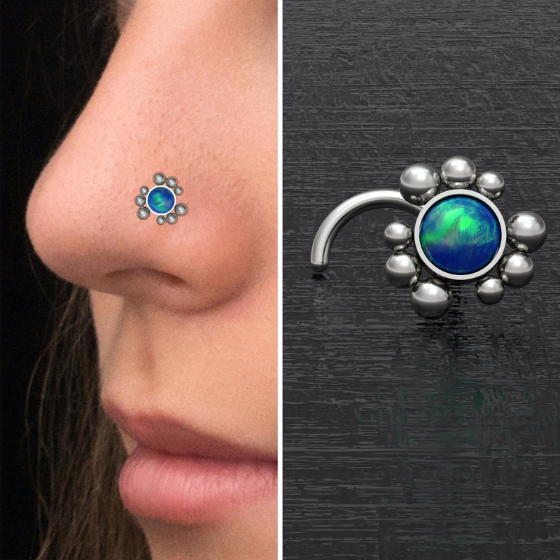 Titanium Nose Screw Stud Opal
