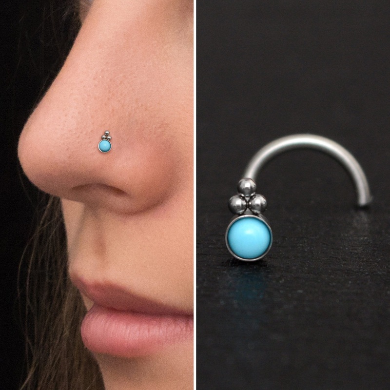 Turquoise Nose Bone Stud Surgical Steel