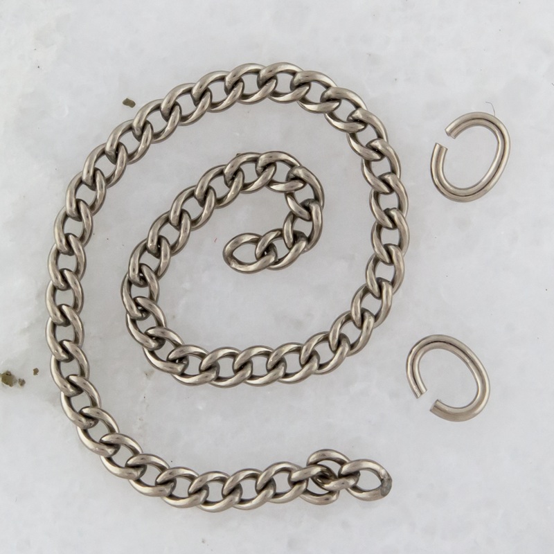 3in Titanium Curb Chain 1.8mm Links w/ 2 Jump Rings – 1 Piece . . Jewelry: HIGH POLISH
