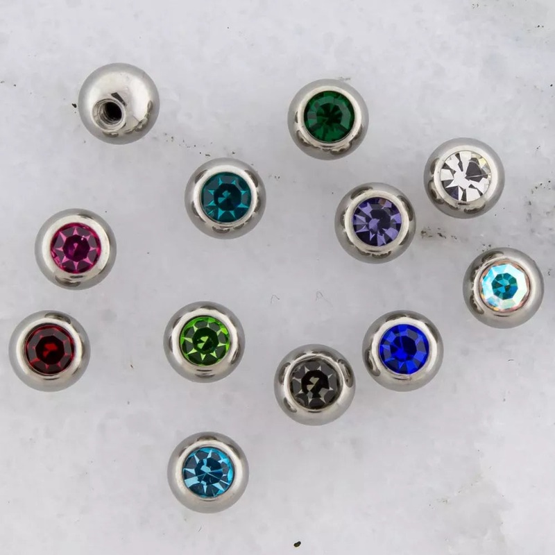Externally Threaded Gem Ball Assortments – 1 Pack 14G (1.6mm) Head Size: 5mm Gem: ASSORTED