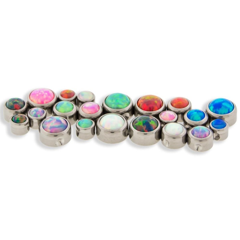 Titanium Opal Captive Bead Disc – 1 Piece . Head Size: 3mm Gem: BLACK OPAL
