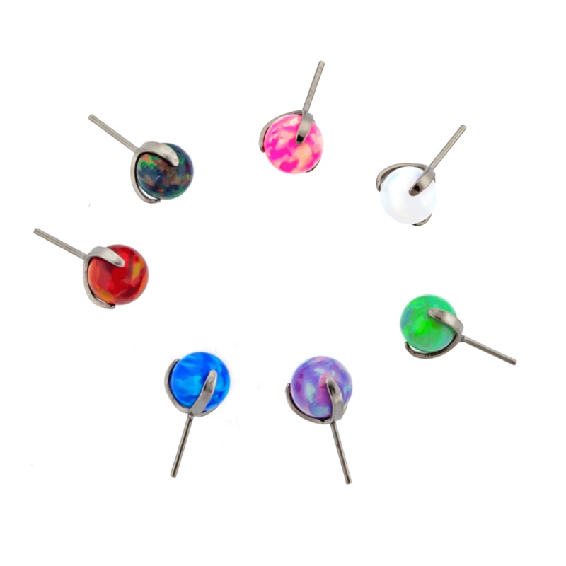 Titanium Threadless Claw Set Opal Balls – 1 Piece . Head Size: 2.5mm Gem: BLACK OPAL