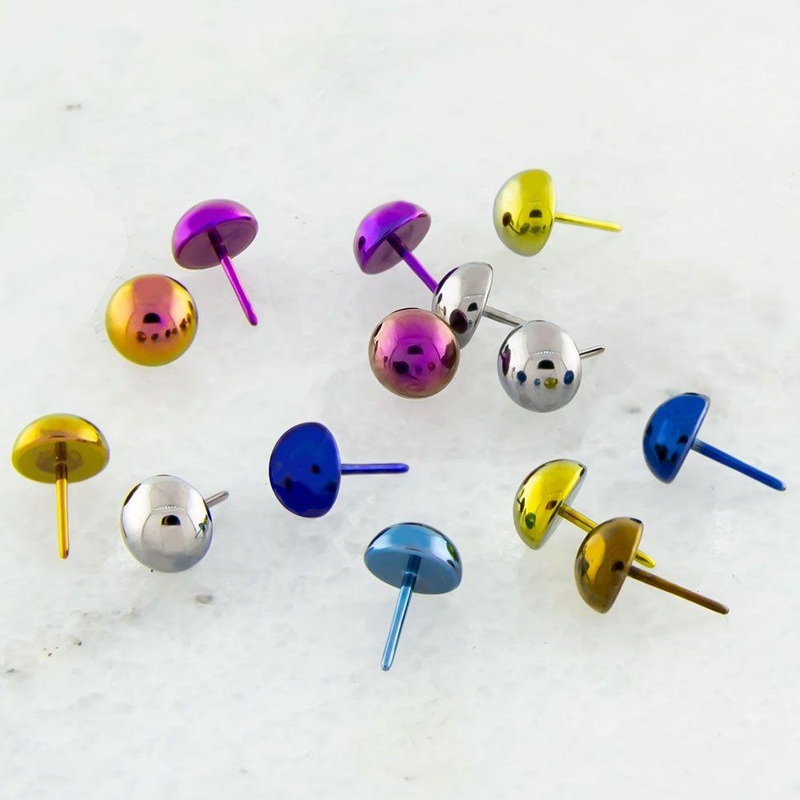 Titanium Threadless Dome Ends – 1 Piece #SPLT#6 . Head Size: 2.5mm Blue