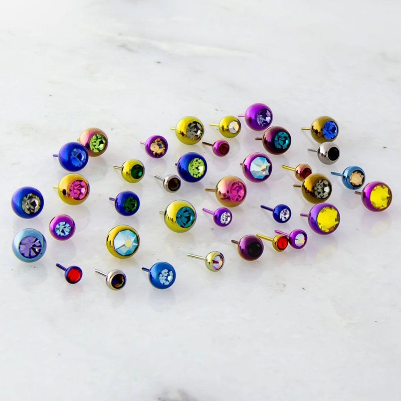Titanium Threadless Gem Ball – 1 Piece #SPLT#6 . Head Size: 2.5mm Gem: AB