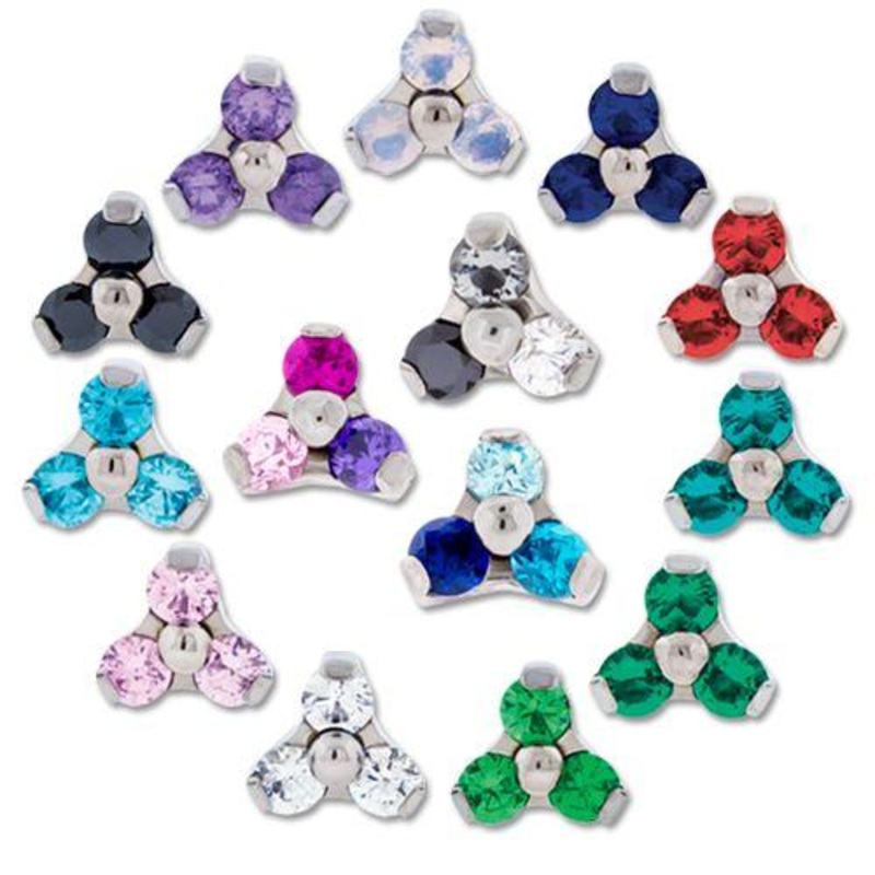 Titanium Threadless Gem Trinity Ends – 1 Piece . . Gem: AB