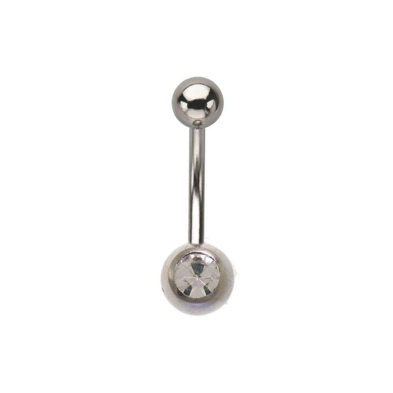 14g 7/16 Belly Ring clear gems 14G (1.6mm) Length: 7/16″ (11.2mm) | Ball-Size: 4mm ball Amethyst