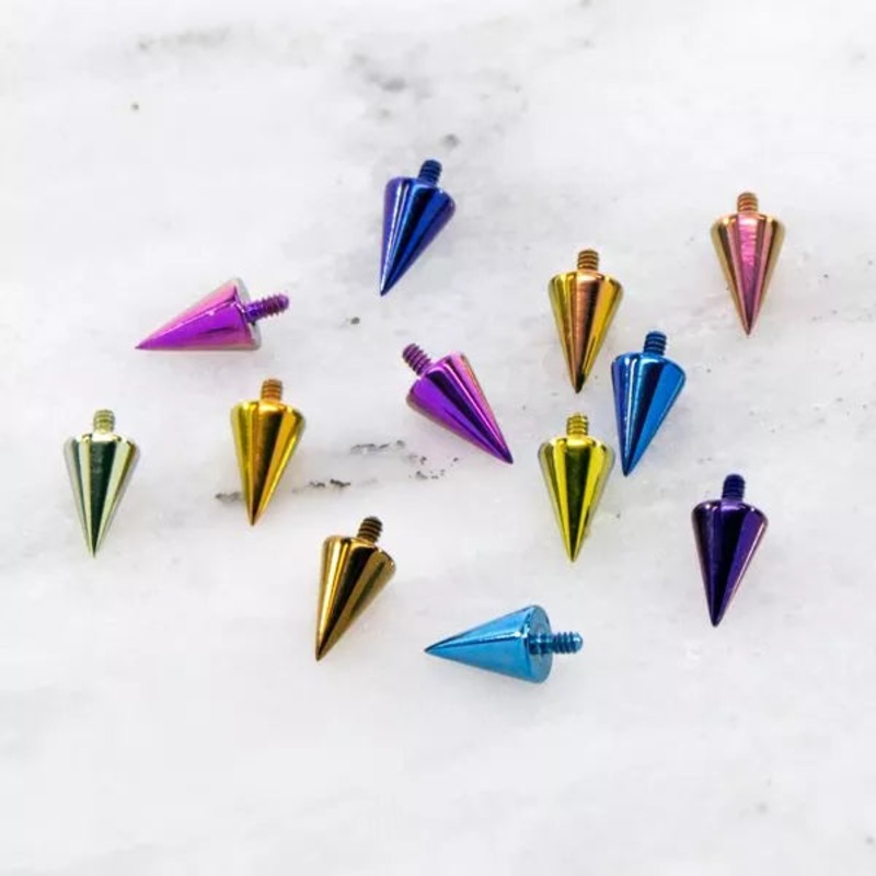 14G Titanium Anodized Replacement Cone / Spike – 1 Piece – Special #SPLT#6 14G (1.6mm) Head Size: 3mmX4mm Blue