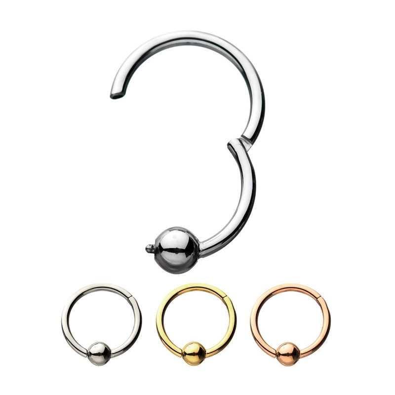 3mm Attached Ball Hinged Segment Clicker Fixed Bead – 1 Piece 14G (1.6mm) Length/Inner Diameter: 3/8″ (10mm) | Ball-Size: 3mm ball Gold