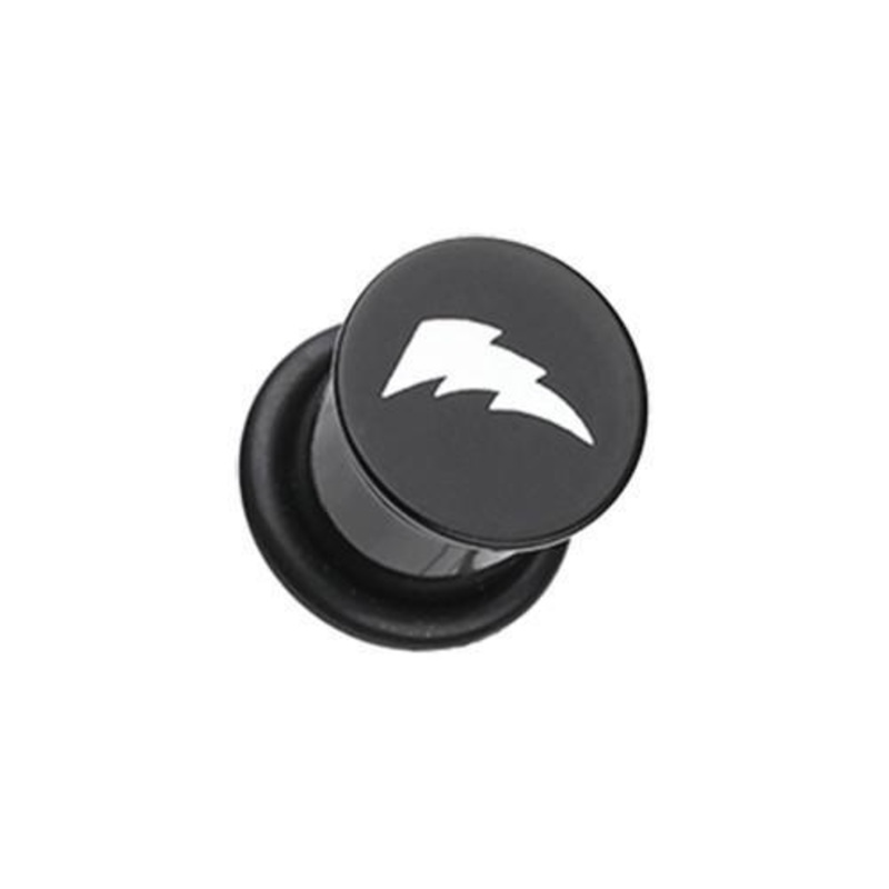 Black/White Electro Bolt Acrylic Single Flared Ear Gauge Plug – 1 Pair 00G (10mm)