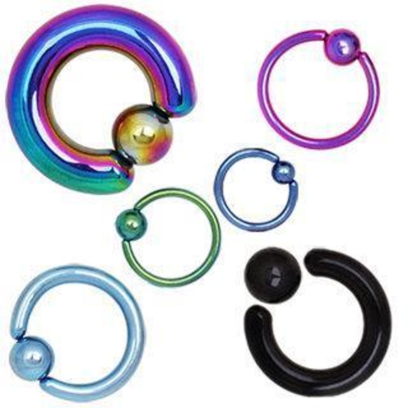 Captive Bead Ring Dimple Ball Plated 10G (2.6mm) Inner Diameter: 1/2″ (12.7mm) | Ball-Size: 6mm Black