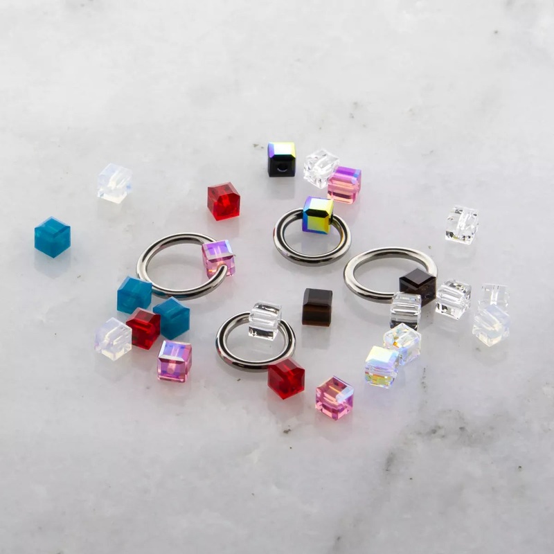 Crystal Cube Captive Bead – 1 Piece #SPLT#6 . Head Size: 4mm AQUAMARINE