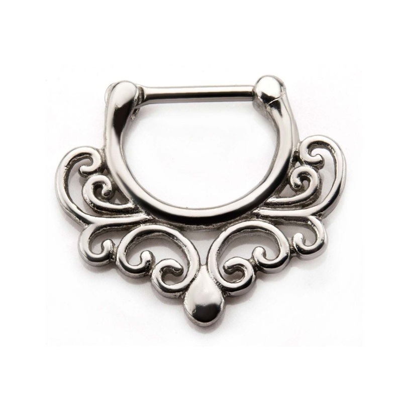 Filigree Scroll Septum Clickers – 1 Piece 16G (1.2mm) Length/Inner Diameter: 5/16″ (8mm)