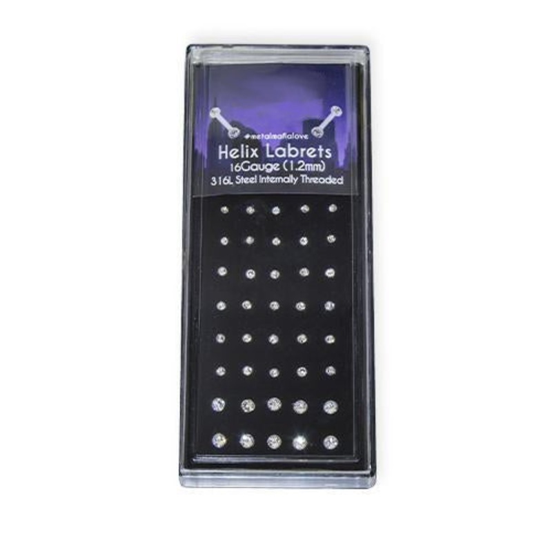 16G Helix Labret Clear Gem 40 Pcs Package – 1 Pack 16G (1.2mm) . CLEAR