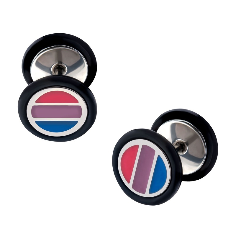 Bisexual Pride Faux Plugs – 1 Pair 18G (1mm) Length/Inner Diameter: 5/16″ (8mm)