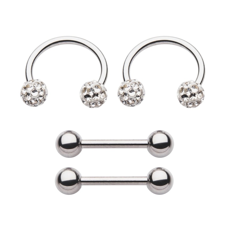 Steel Barbell Circular Barbell Horseshoe Barbell / Straight Barbell Multi Pack – 1 Pack 14G (1.6mm) Length/Inner Diameter: 1/2″ (12.7mm)