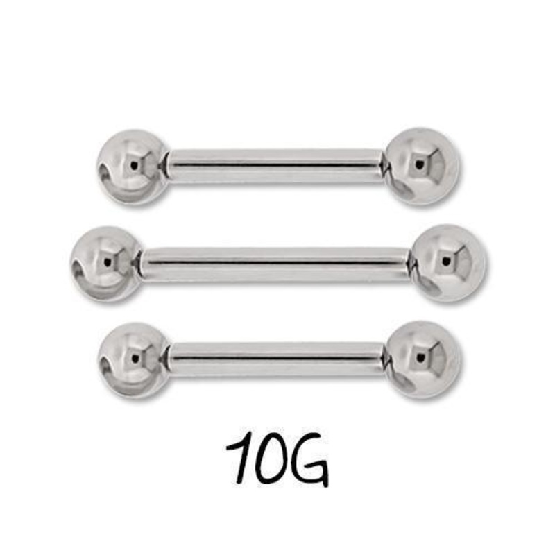 10G Internally Threaded Titanium Straight Barbell – 1 Piece 10G (2.6mm) Length: 1/2″ (12.7mm) | Ball-Size: 6mm