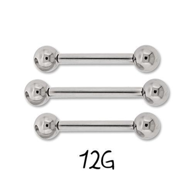 12G Internally Threaded Titanium Straight Barbell – 1 Piece 12G (2mm) Length: 1/2″ (12.7mm) | Ball-Size: 5mm