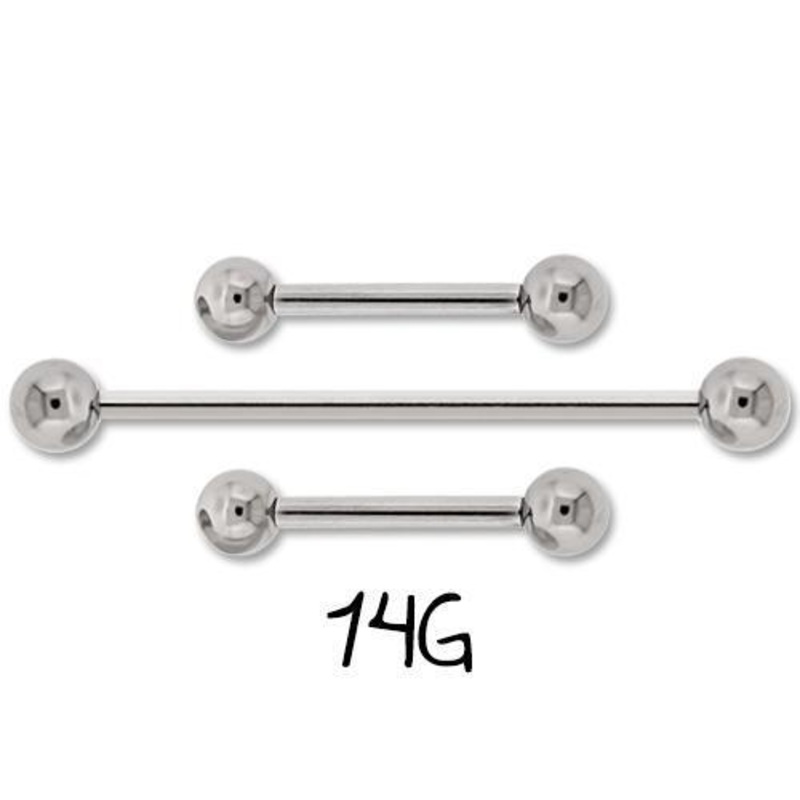 14G Internally Threaded Titanium Straight Barbell – 1 Piece 14G (1.6mm) Length: 1 1/2″ (38mm) | Ball-Size: 5mm