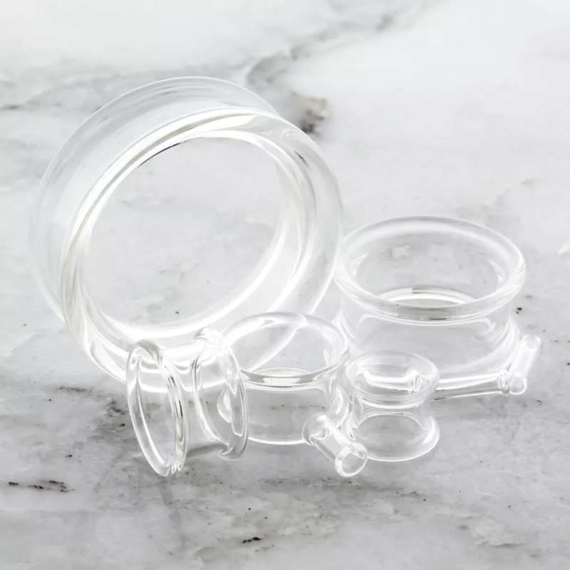 Double Flare Pyrex Glass Tunnels – 1 Piece #SPLT#2 00G (10mm) Length: 5/16″ (8mm)