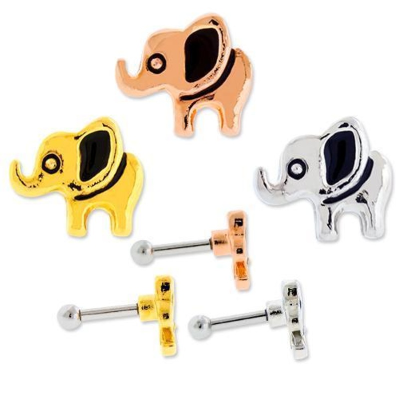 Elephant Tragus Cartilage Barbell Earring – 1 Piece 16G (1.2mm) Length: 1/4″ (6mm) | Ball-Size: 2.5mm GOLD