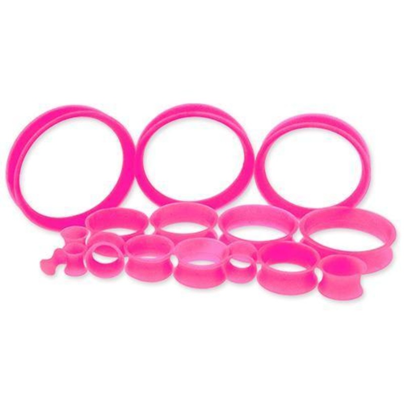 Pink Silicone Double Flare Tunnel Thin Walls – 1 Piece #SPLT#2 <1/2" (12mm) Length: 5/16" (8mm)