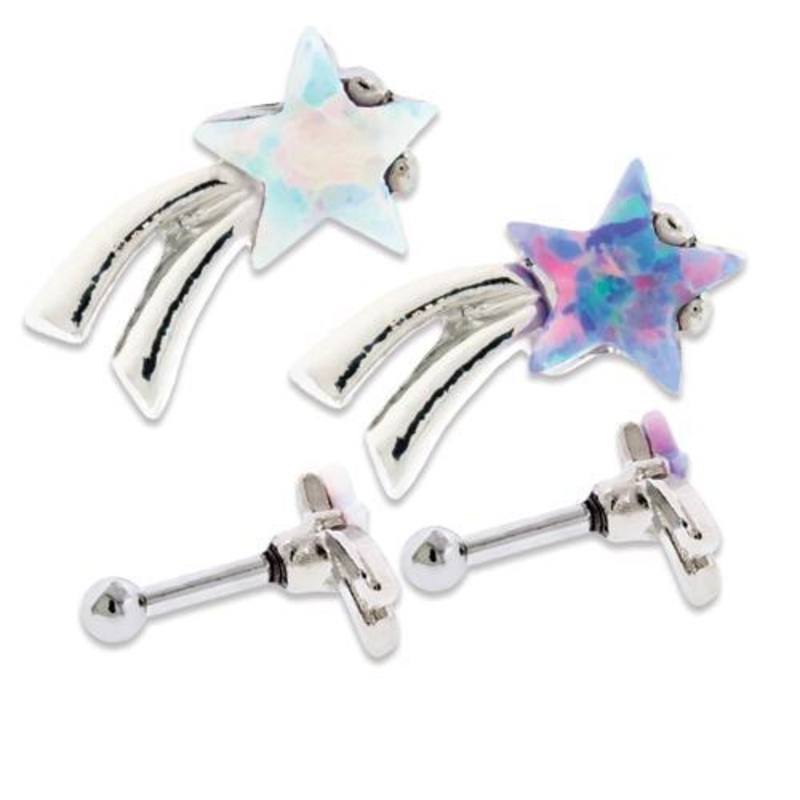 Shooting Star Tragus Cartilage Barbell Earring – 1 Piece 16G (1.2mm) Length: 1/4″ (6mm) | Ball-Size: 2.5mm LIGHT PURPLE