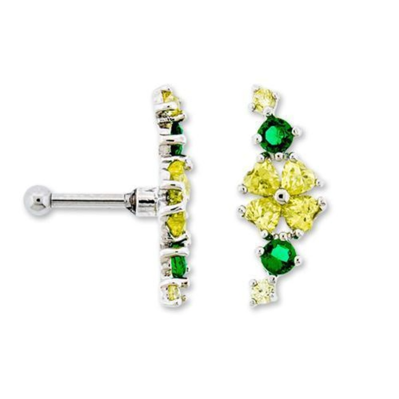 Clover Helix Bar Cartilage Barbell Earring – 1 Piece 16G (1.2mm) Length: 1/4″ (6mm)