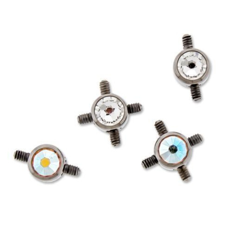Titanium Gem Multi-Thread Discs – 1 Piece 14G (1.6mm) Ball-Size : 4mm 2 THREADS AURORA BOREALIS