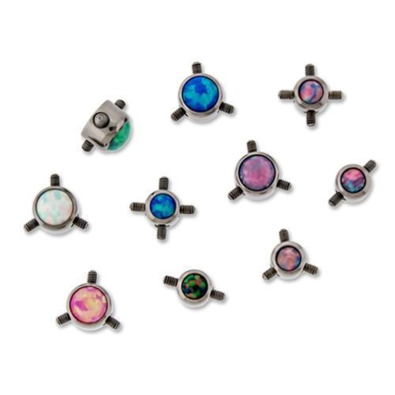 Titanium Opal Multi-Thread Discs – 1 Piece 14G (1.6mm) Ball-Size : 4mm 2 THREADS BLACK