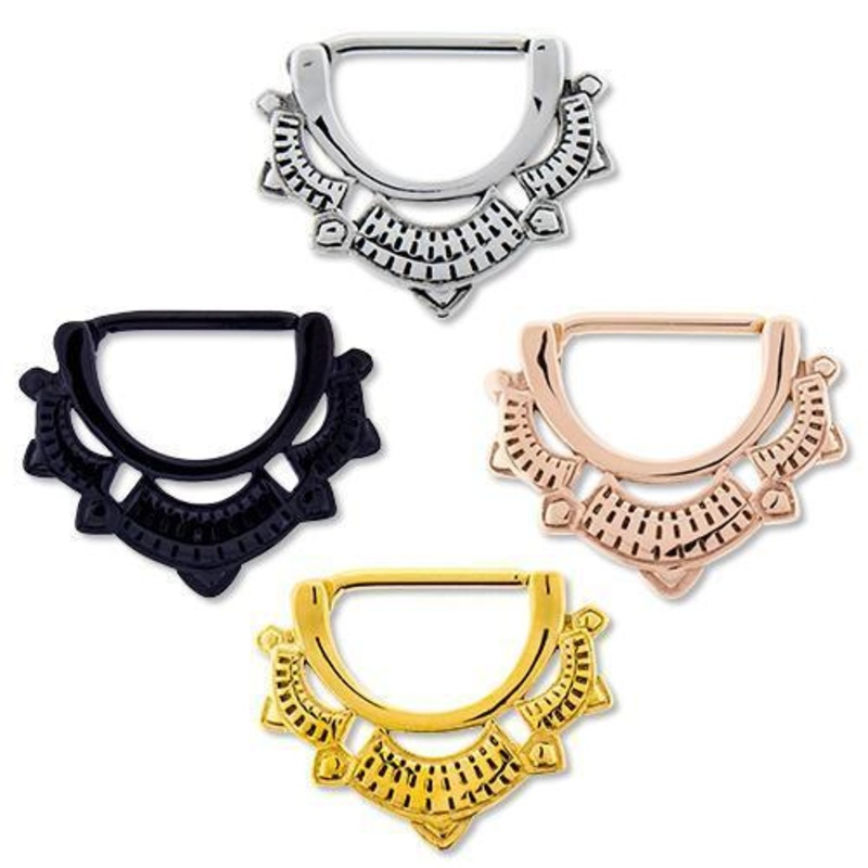 Tribal Inspired Nipple Clicker – 1 Piece 14G (1.6mm) Length: 9/16″ (14mm) BLACK