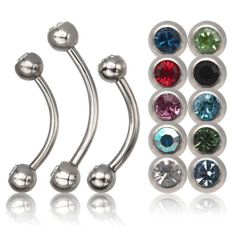 Anotom Double Gem Curved Barbell Curves 18G (1mm) Length: 5/16″ (8mm) Black