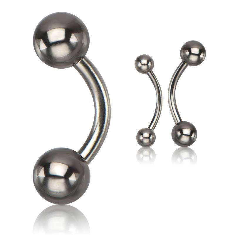 Curved Barbell Curves Ball Ends 14G (1.6mm) Length: 1/2″ (12.7mm) | Ball-Size: 4mm ball