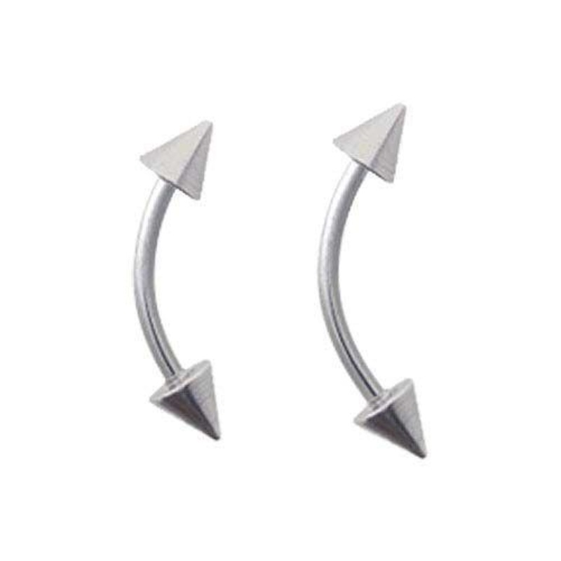 Curved Barbell Curves Spike Ends 12G (2mm) Length: 1/2″ (12.7mm) | Ball-Size: Spike: 5mm