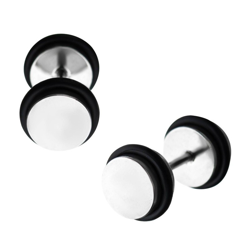 Faux Plugs – 1 Pair 16G (1.2mm) Length : 5/16″ (8mm) Steel-gray