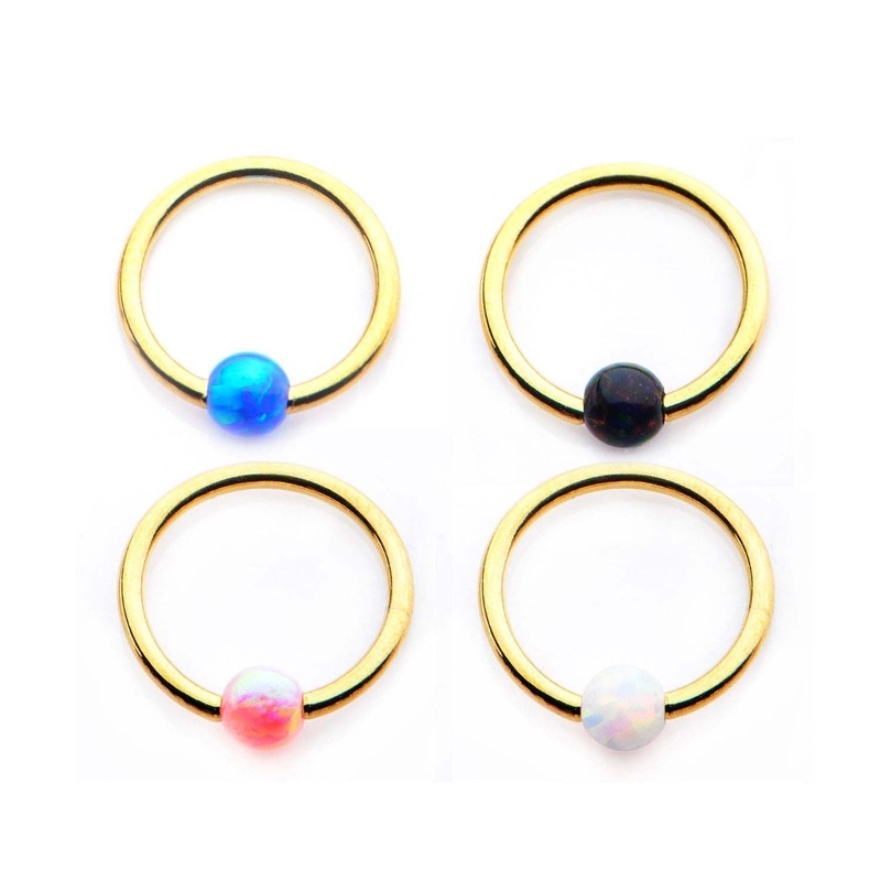 Opal Captive Bead Ring 14G (1.6mm) Inner Diameter: 7/16″ (11.2mm) Black Opal