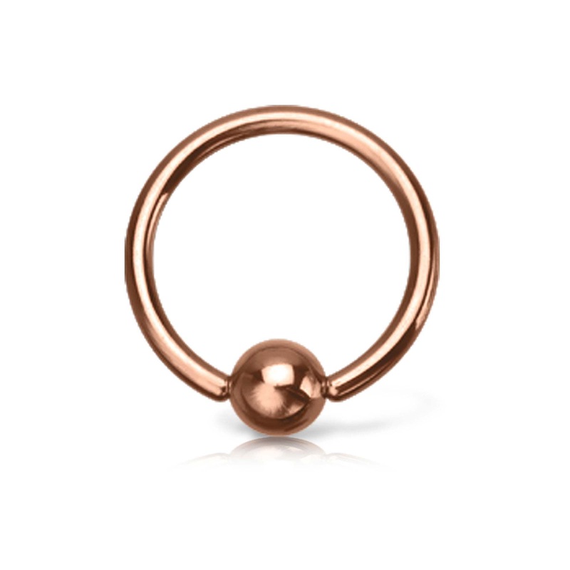 Rose Gold Captive Bead Ring 14G (1.6mm) Inner Diameter: 1/2″ (12.7mm) | Ball-Size: 4mm ball Rose Gold