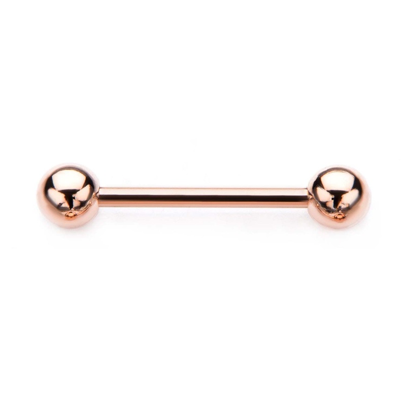 Rose Gold Plated 5mm Tongue Barbell 14G (1.6mm) Length: 1/2″ (12.7mm)