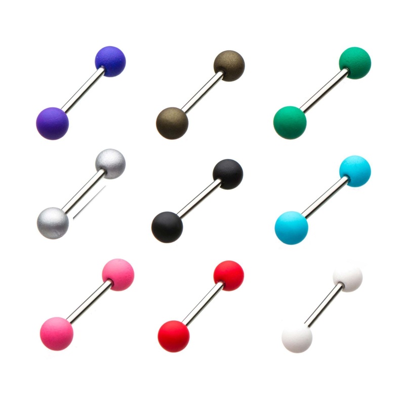 Silicone Balls Piercing Straight Barbell 14G (1.6mm) Length: 5/8″ (16mm) | Ball-Size: 6mm ball Black