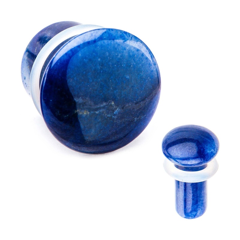 Single Flare Blue Aventurine Stone Plugs – 1 Pair 00G (10mm)