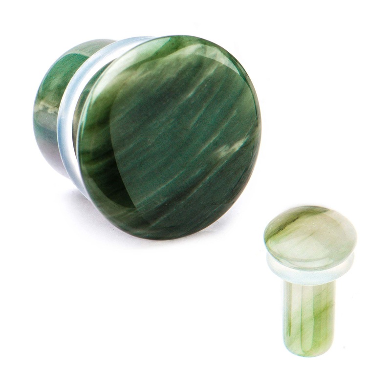 Single Flare Green Line Jasper Stone Plugs – 1 Pair 00G (10mm)