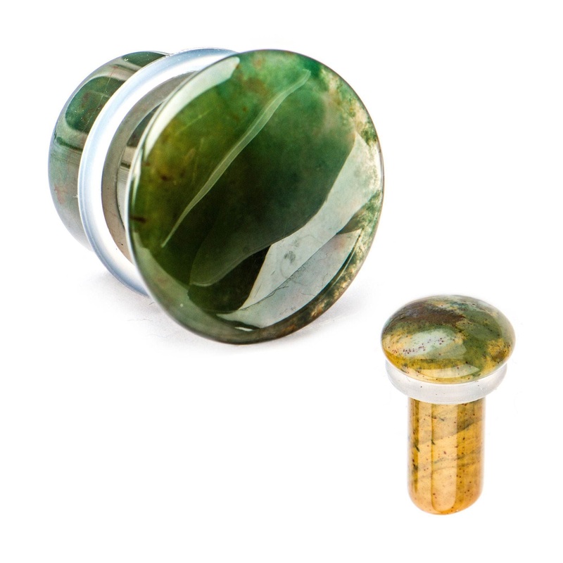 Single Flare Indian Agate Stone Plugs – 1 Pair 00G (10mm)