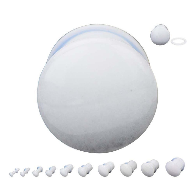 Single Flare White Jade Plugs – 1 Pair 00G (10mm)
