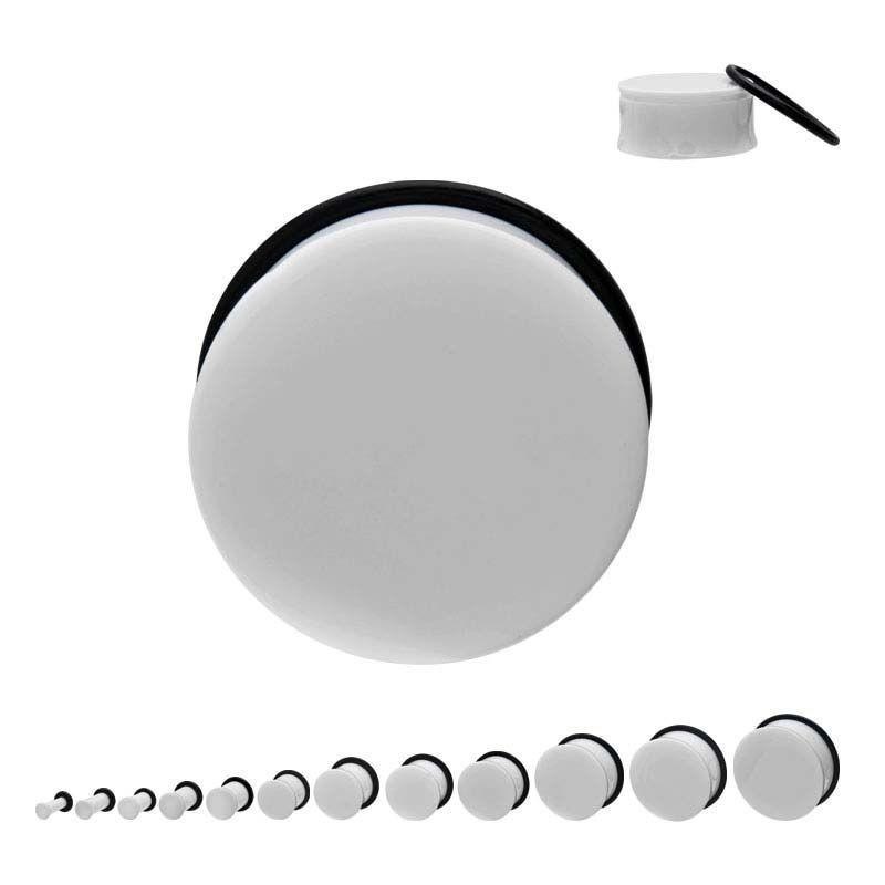 Single Flared White Acrylic Plugs – 1 Pair 00G (10mm)