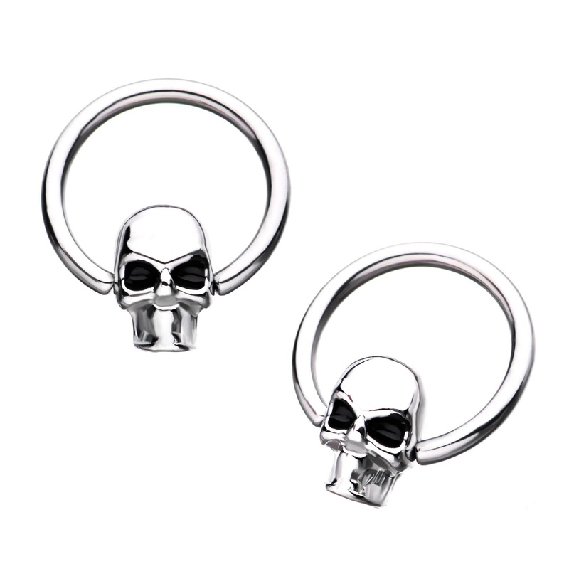 Skull Head Captive Bead Ring 16G (1.2mm) Inner Diameter: 5/16″ (8mm)
