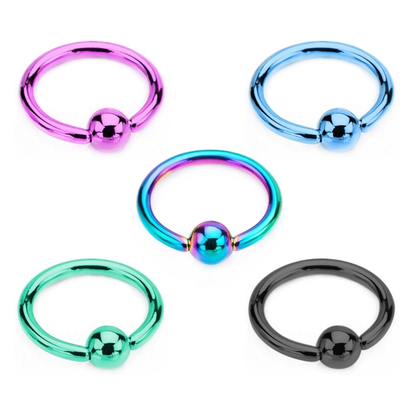 Titanium Captive Bead Ring 10G (2.6mm) Inner Diameter: 1/2″ (12.7mm) Black