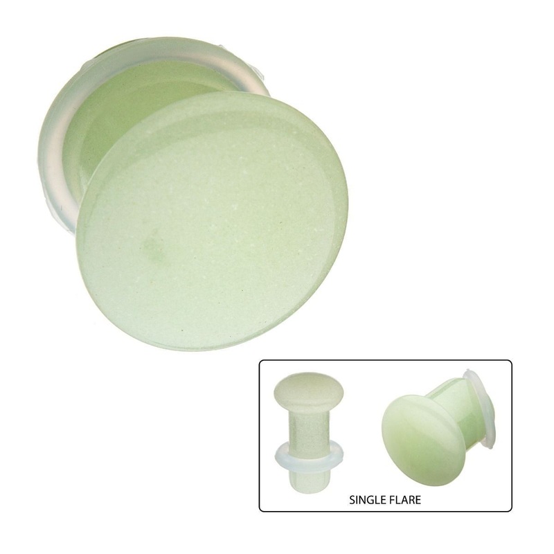 White Glow in the Dark Single Flare Glass Plugs – 1 Pair 00G (10mm) – White