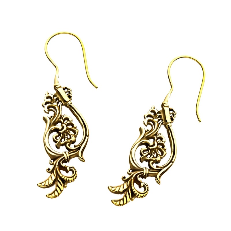 Brass Vine Floral Hanger Earring – 1 Pair 18G (1mm)
