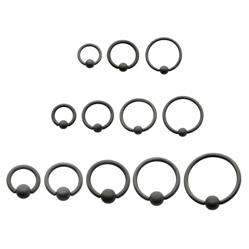 Matte Black Captive Bead Ring 14G (1.6mm) Inner Diameter: 1/2″ (12.7mm) | Ball-Size: 3mm ball Black