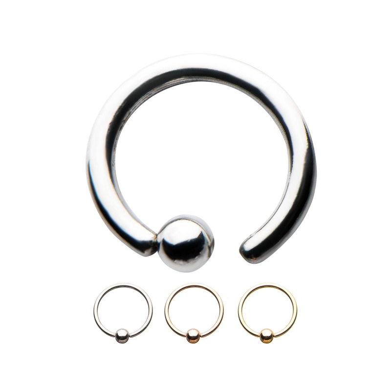 20G 5/16 Attach Ball Ring Captive Bead Ring 14G (1.6mm) Inner Diameter: 1/2″ (12.7mm) | Ball-Size: 4mm ball Steel-gray